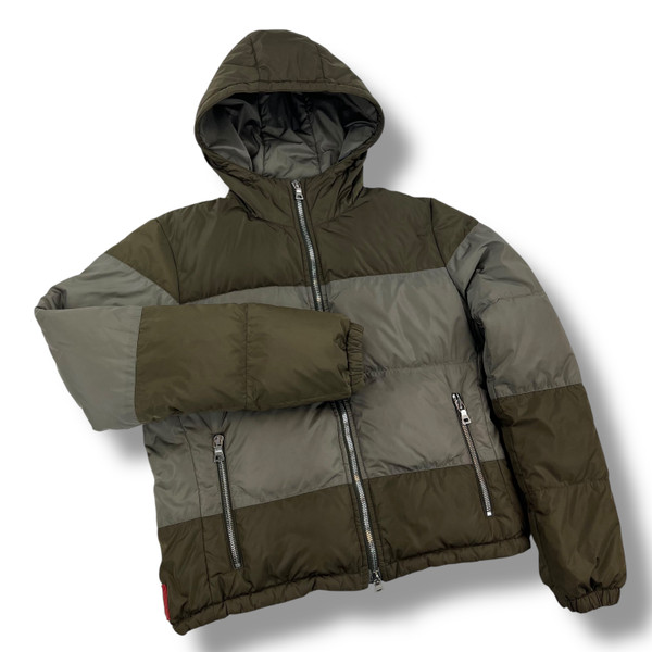 Prada Women's Khaki Two Tone Puffer Jacket 