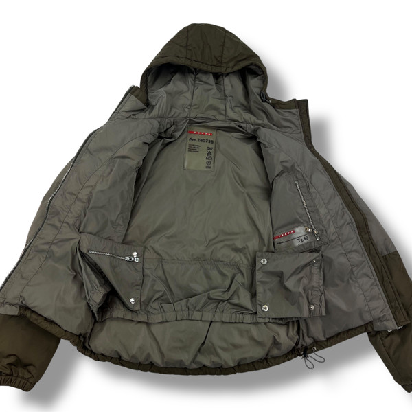 Prada Women's Khaki Two Tone Puffer Jacket 