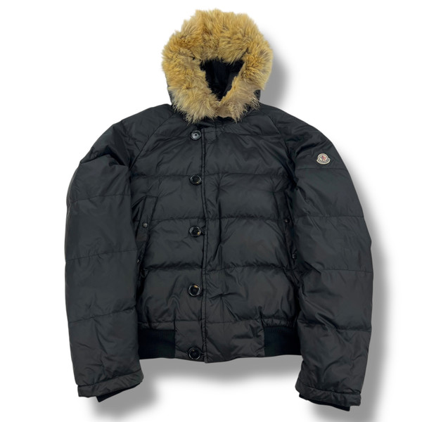 Moncler Black Bulgarie Fur Hood Puffer Jacket 