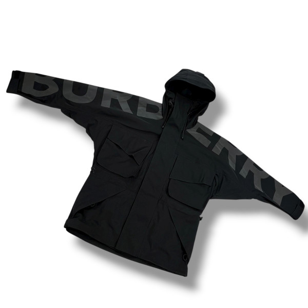 Burberry Spellout Logo Black Waterproof Jacket 
