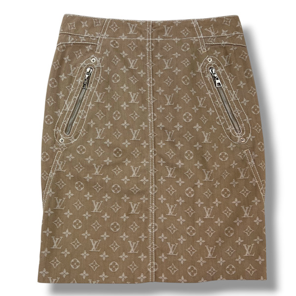 Louis Vuitton Beige Monogram Denim Skirt 