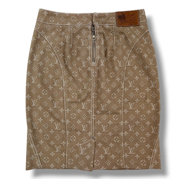 Louis Vuitton Beige Monogram Denim Skirt 