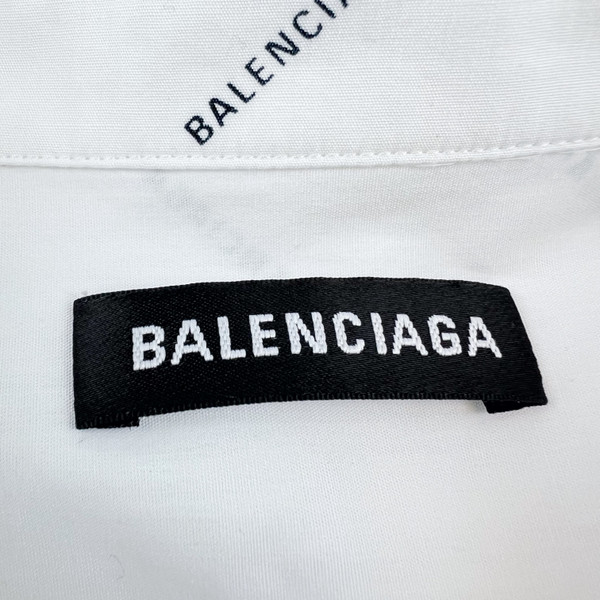 Balenciaga All Over Logo White Long Sleeve Shirt 