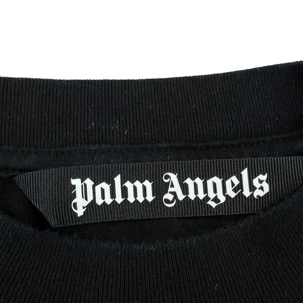 Palm Angels Yellow Spray Logo Black T Shirt 