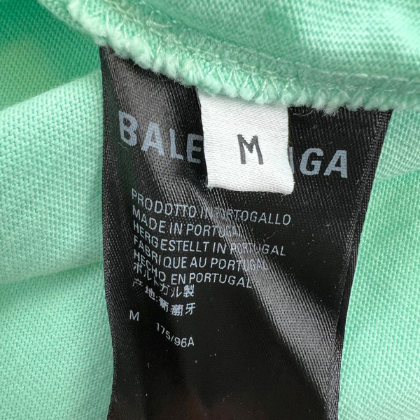 Balenciaga Mint Green Embroidered Logo T Shirt 