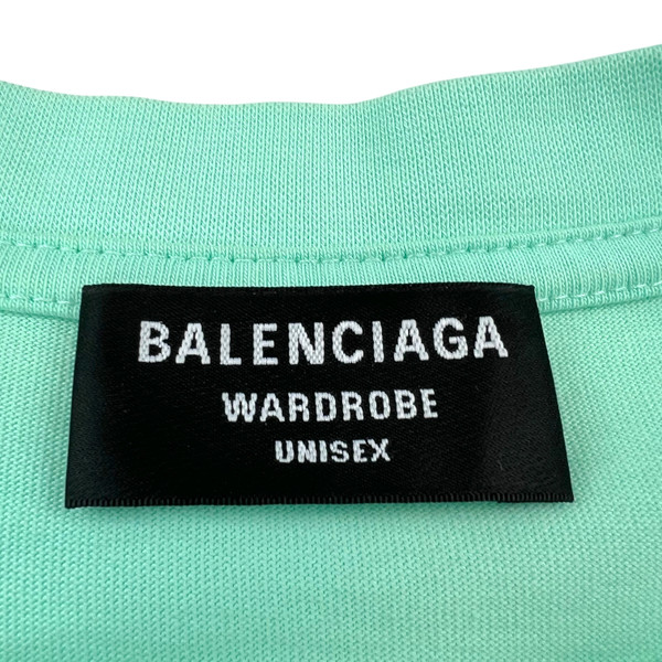 Balenciaga Mint Green Embroidered Logo T Shirt 