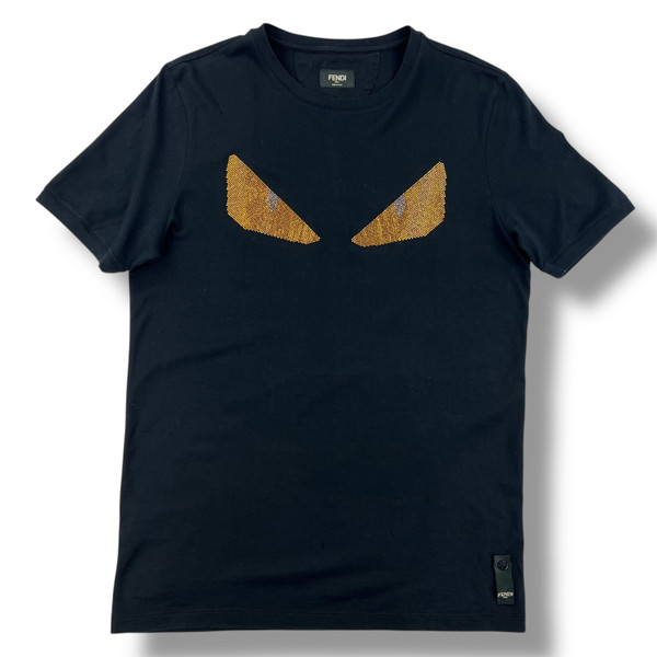 Fendi Crystal Monster Eyes Black T Shirt 