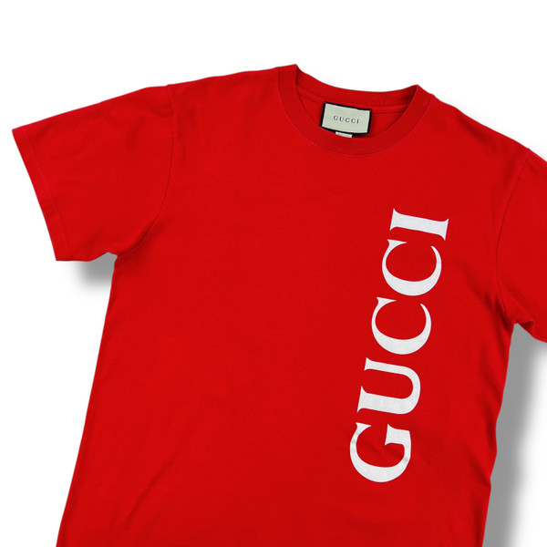 Gucci Spellout Logo Red T Shirt 