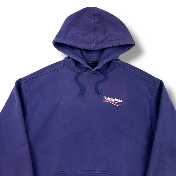 Balenciaga Campaign Logo Navy Blue Hoodie 