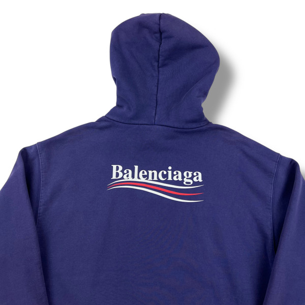 Balenciaga Campaign Logo Navy Blue Hoodie 
