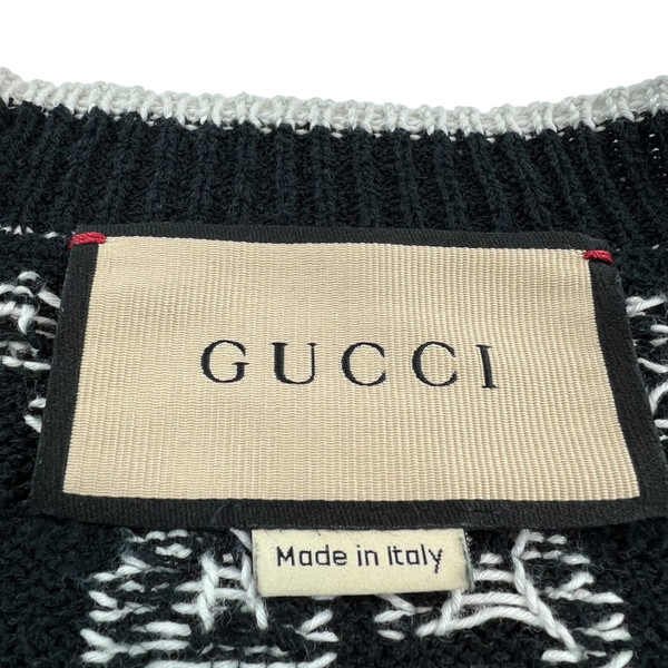 Gucci Navy Monogram Jacquard Cardigan 