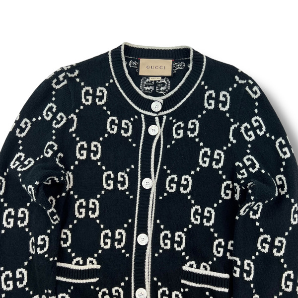 Gucci Navy Monogram Jacquard Cardigan 