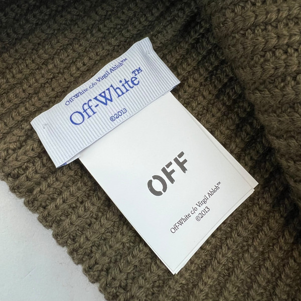 Off-White Khaki Embroidered Logo Beanie 
