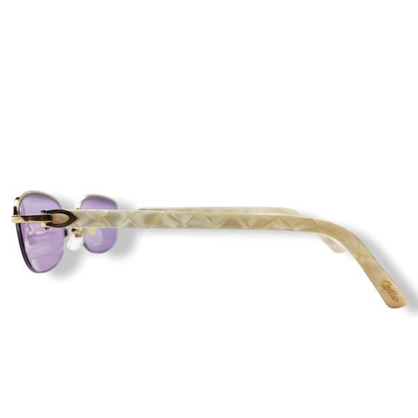 Cartier Half Rim Ivory Acetate Sunglasses w/ Custom Amethyst Lenses