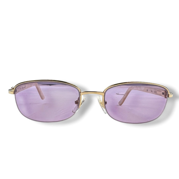 Cartier Half Rim Ivory Acetate Sunglasses w/ Custom Amethyst Lenses