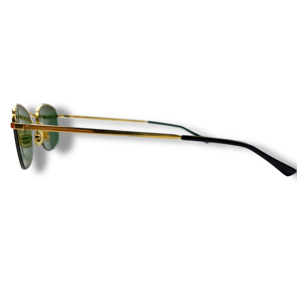 Cartier Gold Plated Half Rim Sunglasses w/ Custom Emerald Green Lenses