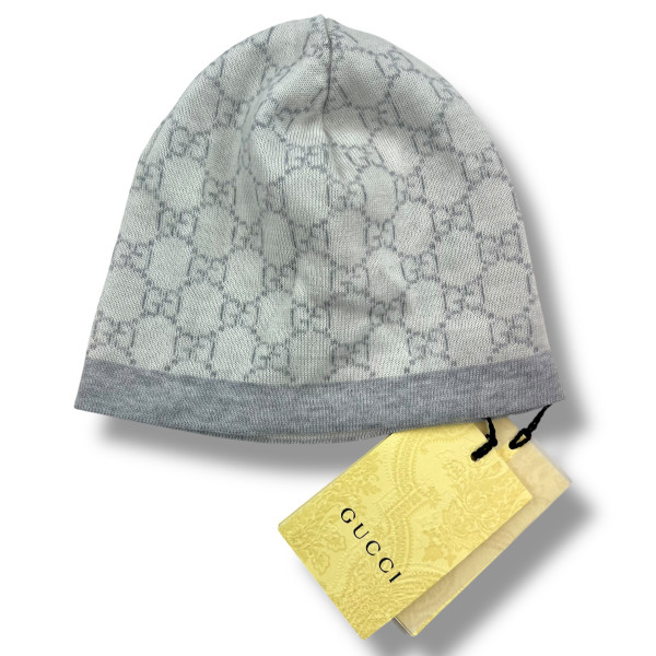 Gucci Grey Monogram Baby Beanie