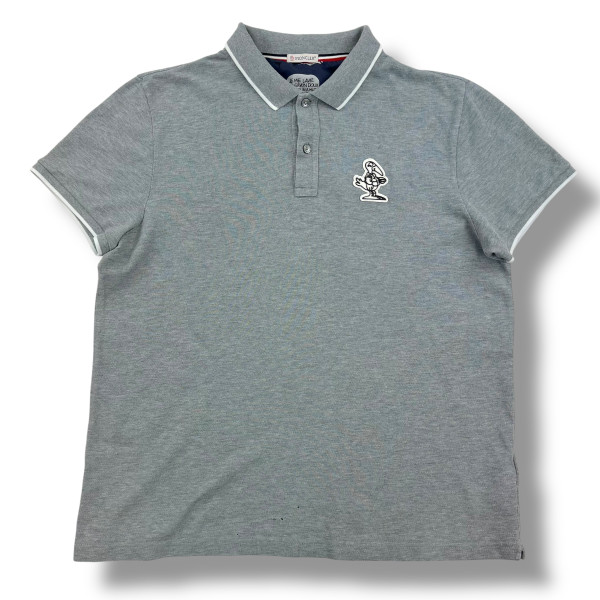 Moncler Character Rubber Logo Grey Polo Shirt 