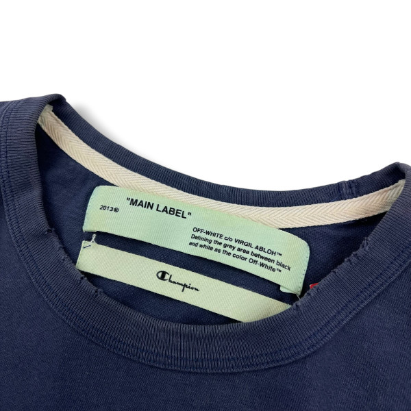 Off-White x Champion Distressed Navy T Shirt