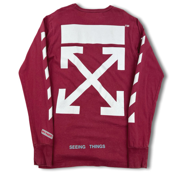 Off-White Burgundy Arrows Long Sleeve T Shirt  
