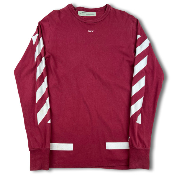 Off-White Burgundy Arrows Long Sleeve T Shirt  