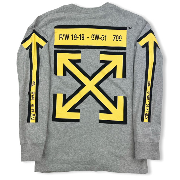 Off-White Yellow Arrows Grey Long Sleeve T Shirt