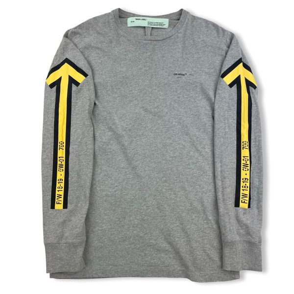 Off-White Yellow Arrows Grey Long Sleeve T Shirt
