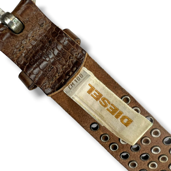 Diesel Brown Leather Studded Belt 