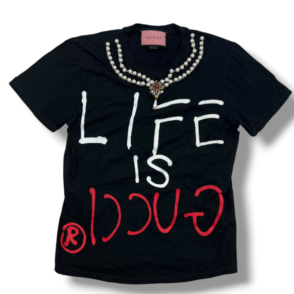 Gucci Women's Life Is Gucci Pearl Embellished T Shirt