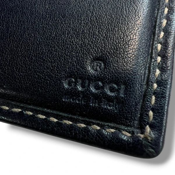 Gucci Navy Leather Monogram Bifold Wallet 