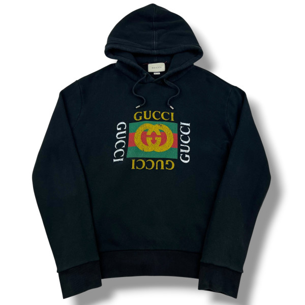Gucci Printed Logo Hoodie Black