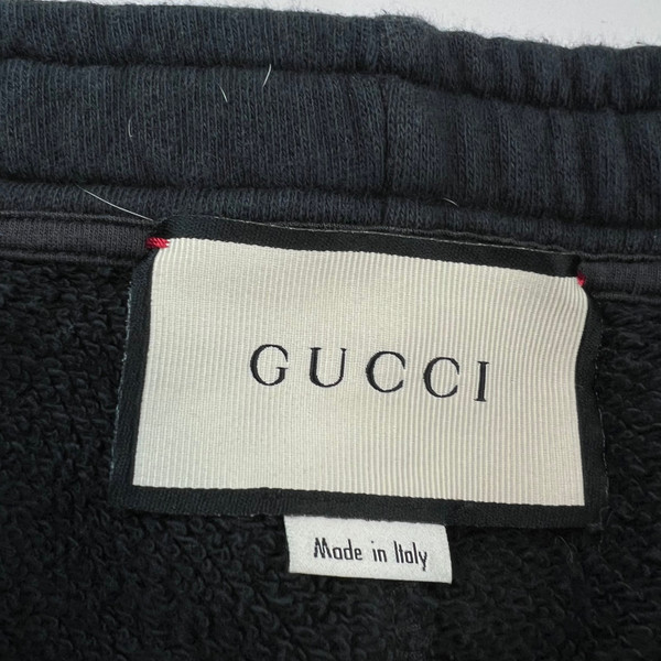Gucci Blue Printed Logo Black Sweatpants