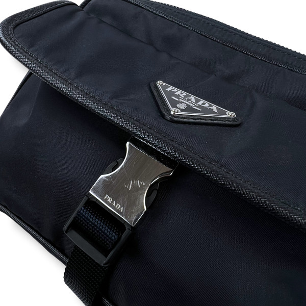Prada Re-Nylon Saffiano Leather Navy Crossbody Bag 