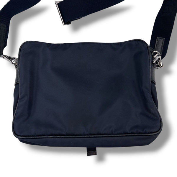 Prada Re-Nylon Saffiano Leather Navy Crossbody Bag 
