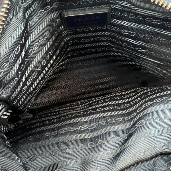 Prada Re-Nylon Saffiano Leather Navy Crossbody Bag 