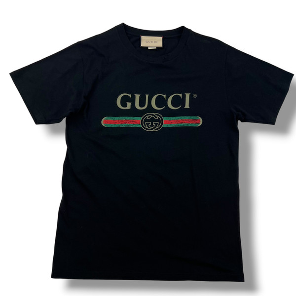 Gucci Printed Logo Black T Shirt