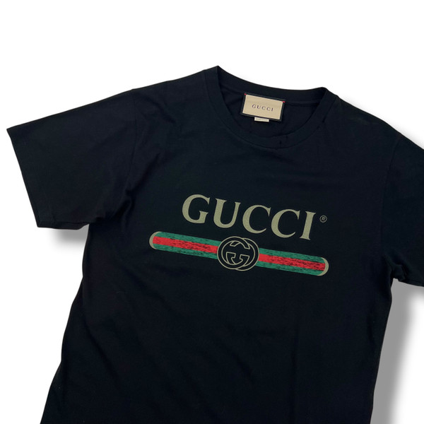 Gucci Printed Logo Black T Shirt