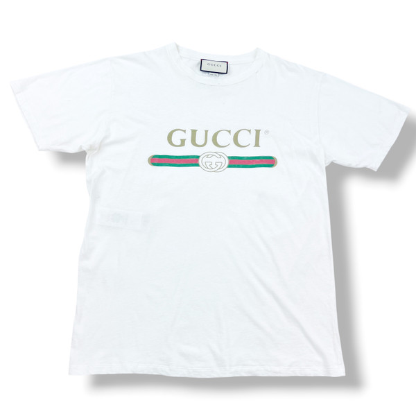 Gucci Printed Logo White T Shirt 