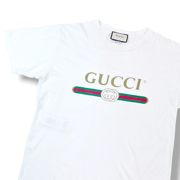 Gucci Printed Logo White T Shirt 