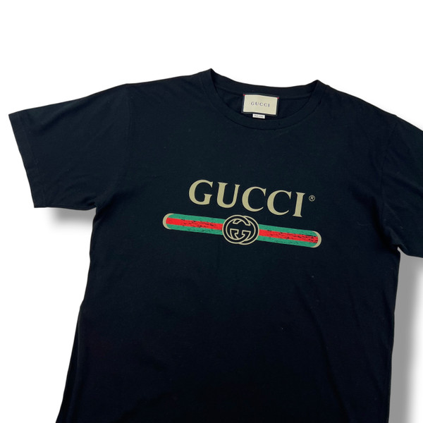 Gucci Black Printed Logo T Shirt