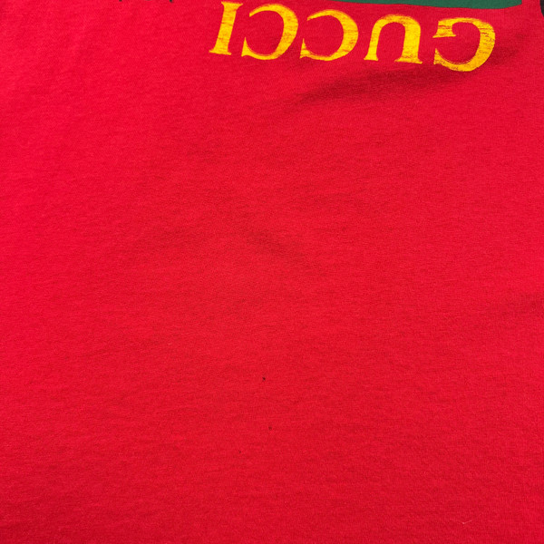 Gucci Printed Logo Red & Navy T Shirt