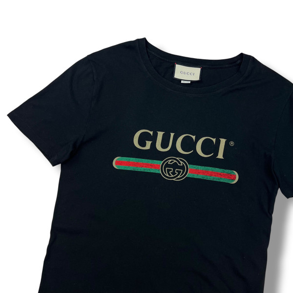 Gucci Printed Logo T Shirt Black 