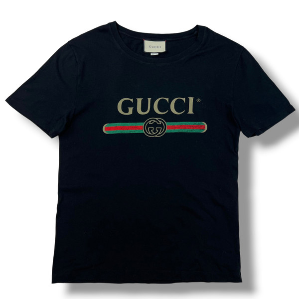 Gucci Printed Logo Black T Shirt