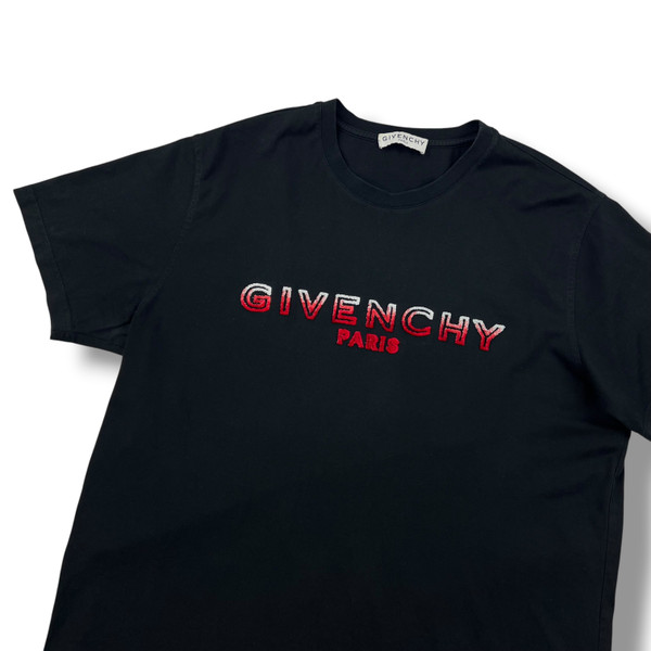 Givenchy Flocked Logo Black T Shirt 