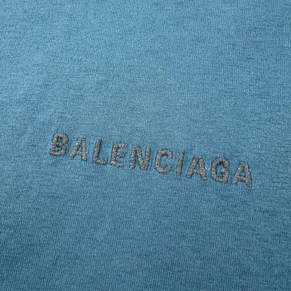 Balenciaga Embroidered Logo Blue T Shirt