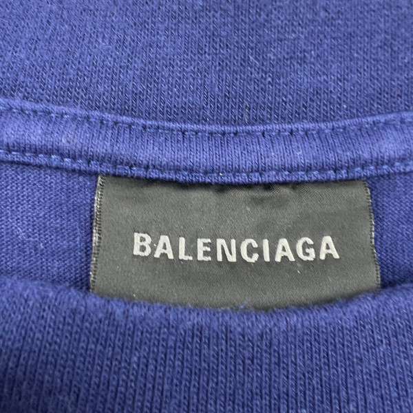 Balenciaga Embroidered Campaign Logo Navy T Shirt 