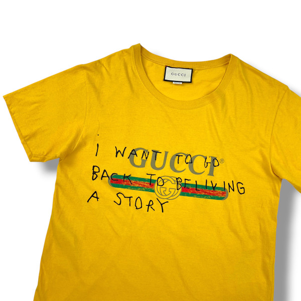 Gucci Coco Capitan Printed Logo Yellow T Shirt 