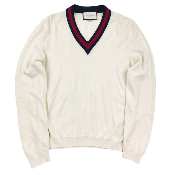 Gucci Cream V Neck Sweater