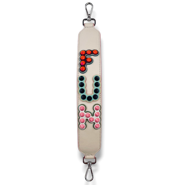 Fendi Fun Beige Leather Studded Shoulder Bag Strap