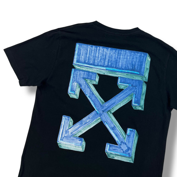 Off-White Blue Marker Arrows Black T Shirt